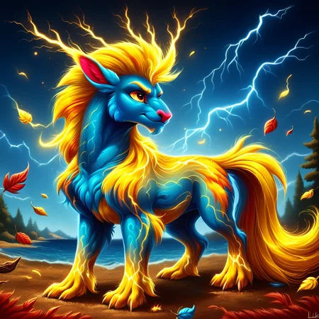 lthndrtrl, solo,tree in the middle of the ocean with branches and leaves and trunk made of golden and blue and red and yellow and purple lightning thunder trails <lora:lthndrtrl_V3_4:1.5>