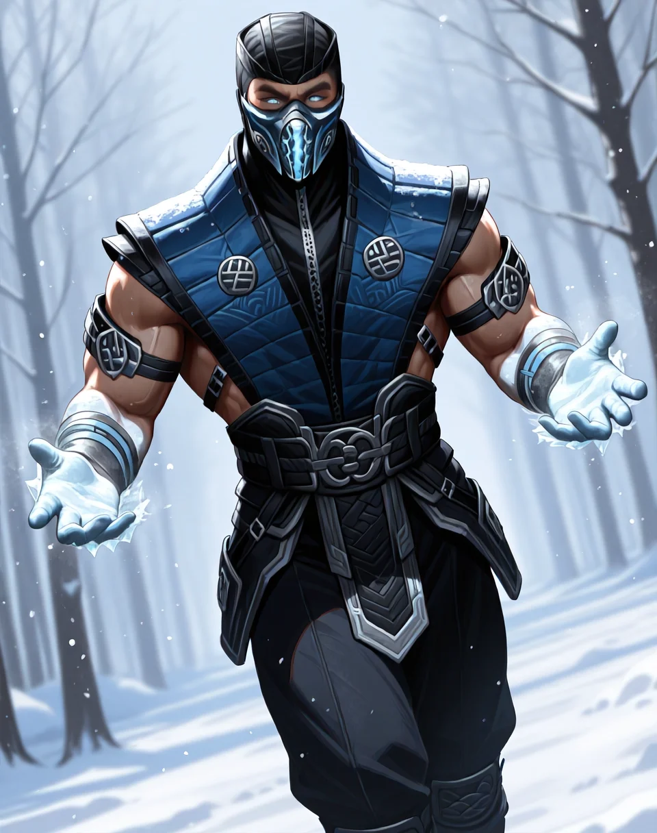 <lora:Sub_Zero_(Mortal_Kombat)_(Illustrious)_(AD):1.35> Sub Zero, muscular, Mortal Kombat,
dutch angle, exterior, winter landscape, snowstorm, ice,
male chest focus, gradient coloring, villain,
BREAK very awe, aesthetically pleasing, masterpiece, best quality, amazing quality, very aesthetic, perfect depth of field shot, in'ei,
Smooth Quality, lazympos, IllustQualXL_Pos,