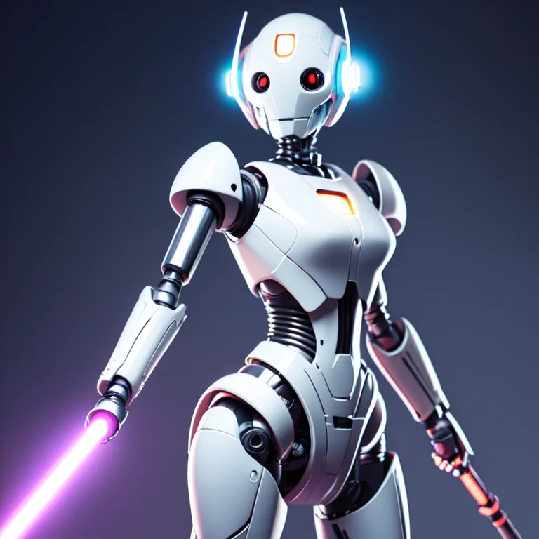 photo, female robot holding a light saber in her hand (ghostshell style:1) <lora:djzGhostShellV21:0.8>