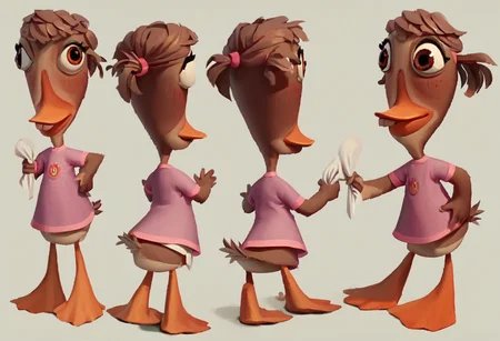 score_9, score_8_up, score_7_up, masterpiece, 1girl, easynegative, Abby Mallard, multiple views of the same character,model sheet, chatacter sheet, grey plumage, white feathery underside