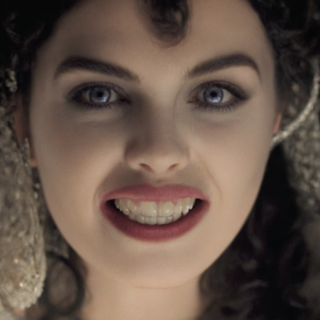 cinematic film still of  <lora:brides of dracula style:1>
closeup, 15th-century 1897 a vampire woman with a big smile on her face staring at camera with vampire teeth Kodak Eastman EXR 50D 5245, EXR 500T 5296 Cinematic Film in a scene from the brides of dracula style, shallow depth of field, vignette, highly detailed, high budget, bokeh, cinemascope, moody, epic, gorgeous, film grain, grainy
