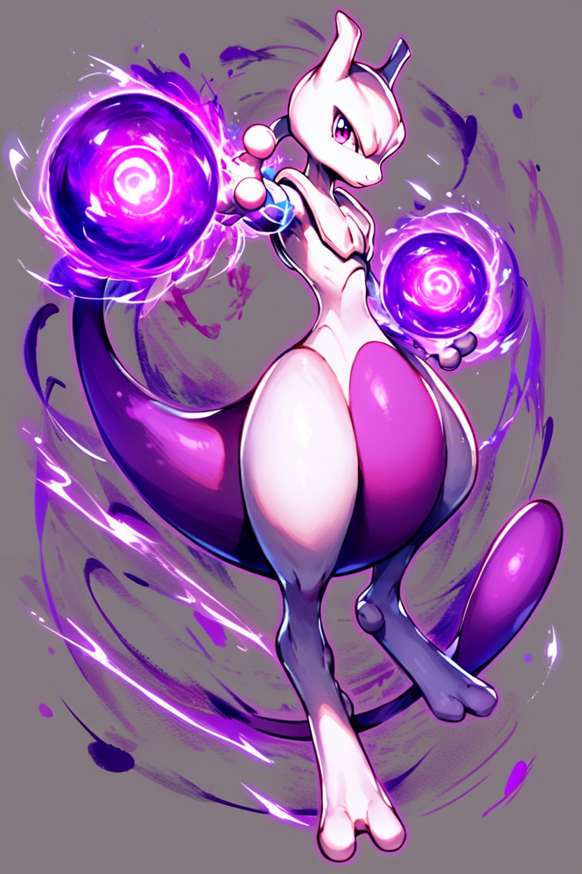 score_9, score_8_up, score_8, no humans,  zzMewtwo, looking at viewer, simple background, closed mouth, standing, purple eyes, full body, grey background, outstretched arm, legs apart, energy, energy ball,  abstract background,    <lora:MewtwoPokemonPDXL:1.0>,