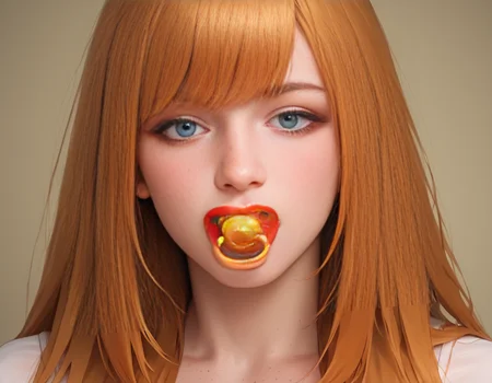 score_9,score_8_up,1girl,long hair,bangs,freckles,<lora:dummies:1>,pacifier,