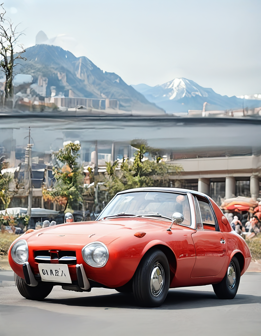 score_9, score_8_up, score_7_up, source_real, realistic, photorealistic, BREAK
ToyotaS800, car, motor vehicle, ground vehicle, vehicle focus, photo background, real world location, outdoors, tree, sports car, majestic mountains, clear sky, scattered clouds. <lora:detailed_notrigger:1> <lora:zy_Detailed_Backgrounds_v1:1> <lora:BDpony_ToyotaS800_V1-20368:1>, Depth of field, Cinematic lighting, motion blur