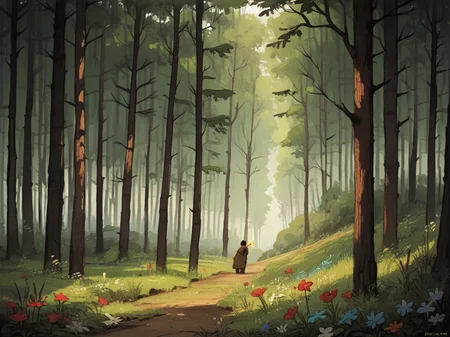 score_9, score_8_up, score_7_up, score_6_up, score_5_up, score_4_up, <lora:4l4r1k0XLP:0.6> 4l4r1k0, forest, magical, flowers, glowing