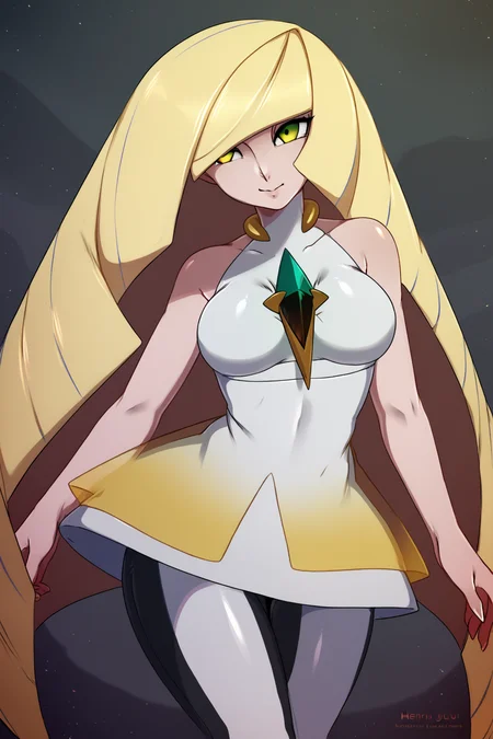 Score_8_up, score_7_up, Score_9, BREAK, 1girl, solo, lusamine, 1default1, white dress, gem, short dress, cowboy shot, two-tone legwear, large breasts, by <merunyaa><lora:EMS-408293-EMS:1.000000>, <lora:EMS-322220-EMS:1.000000>
