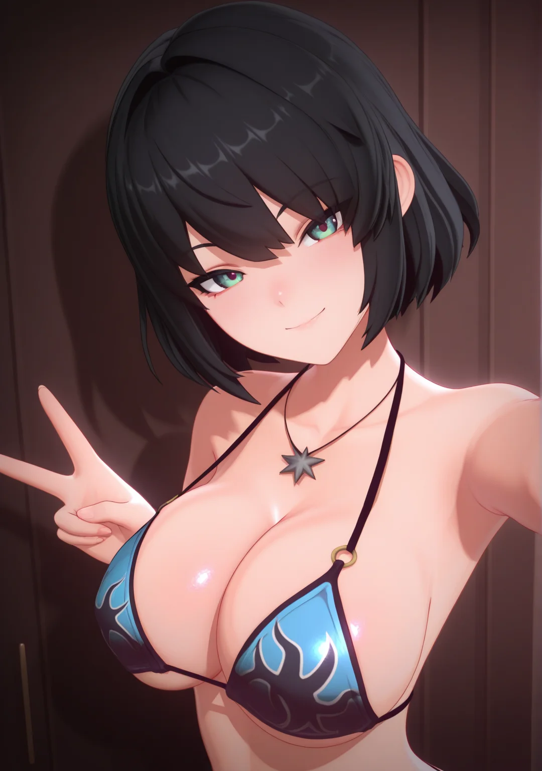 masterpiece,best quality,amazing quality,
1girl,looking at viewer,upper body,bikini,v,
<lora:blobcgstyle:1>,blobcgstyle,3d,