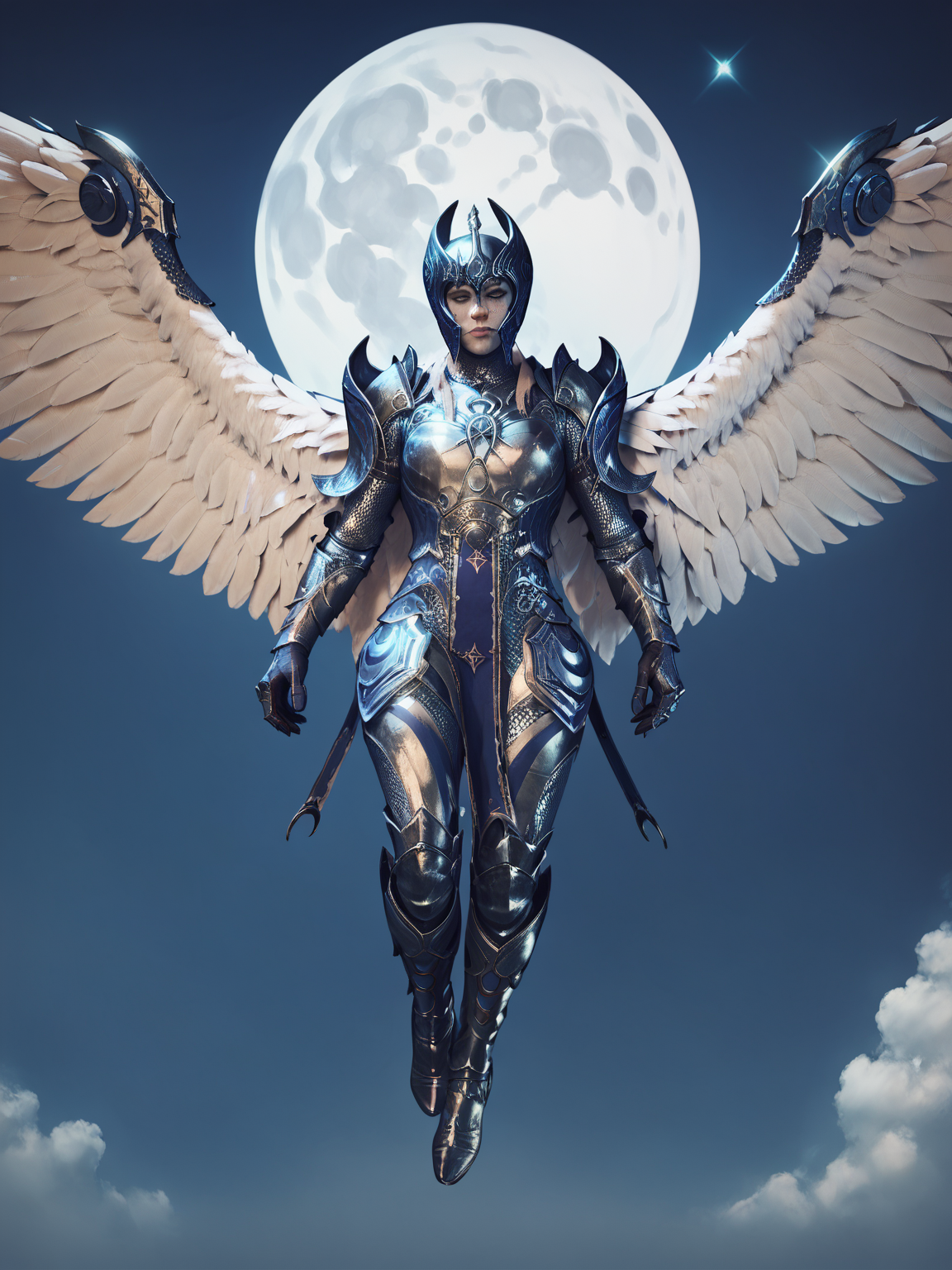 score_9, score_8_up, score_7_up, score_6_up, score_5_up, source_anime,
dameaylin, armor <lora:aylinPony:0.8>, helmet, scars, open wings, flying over a ruined castle, full moon in the sky at night,