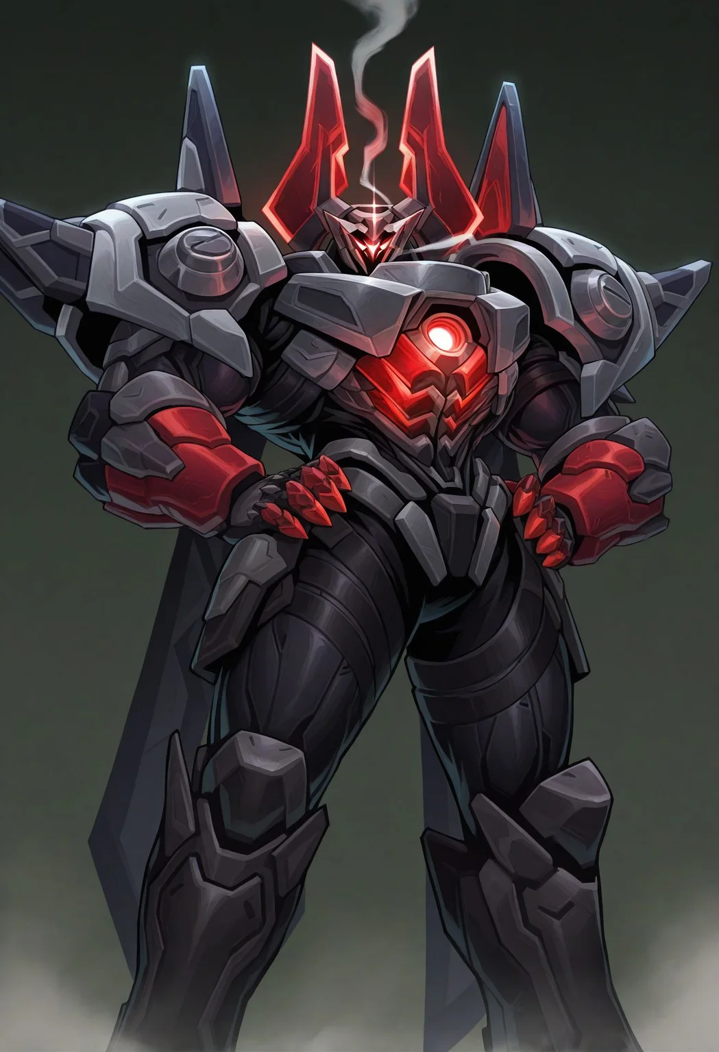 bara,simple background,
solo,mecha,mecha cape,glowing,hands on own hips,(smoke trail:1.5),
project-mordekaiser,
very awa,masterpiece,best quality,absurdres,newest,perfect quality,detailed background,intricate details,
