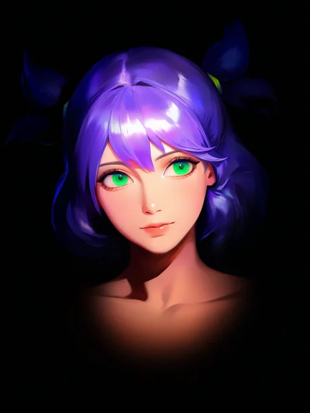 masterpiece, best quality, absurdres, highres, very awa,
<lora:un-30:1> unlblch, 1girl, solo, purple hair, two sides up, short hair, green eyes,
oil painting \(medium\),
<lora:Dramatic Lighting Slider_1173323:0.8>