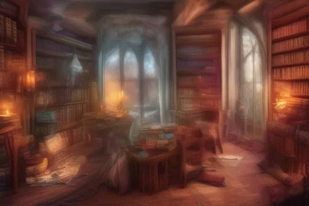 a fantasy bedroom that is also the owner's personal library with books everywhere
FanStu