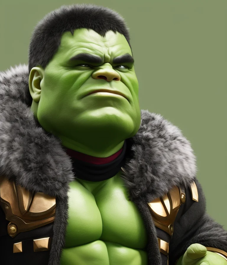 a realistic detail of a full body portrait of a baby incredible hulk wearing barbarian armor with fur inside a toy store, CHV3CBarb, cbzbb style, beautiful, fantasy art, deviant art, trending artstation, digital art, detailed, realistic, character, professional hands, professional anatomy, Professional, masterpiece, commissioned