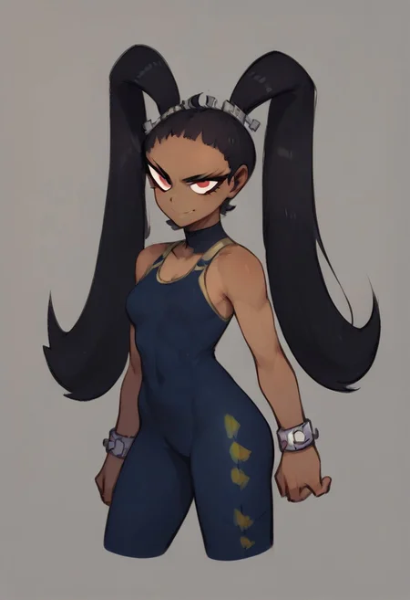 score_9, score_8_up, score_7_up, score_6_up, score_5_up, score_4_up, BREAK
1girl, smile, looking at viewer, solo, potrait, dynamic pose, blckbnny, red eyes, twintails, black hair, dark-skinned female, dark skin