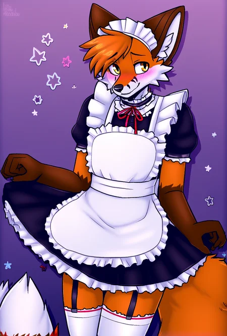 femboy, fox, maid, source_furry <lora:femboyfurry:1>