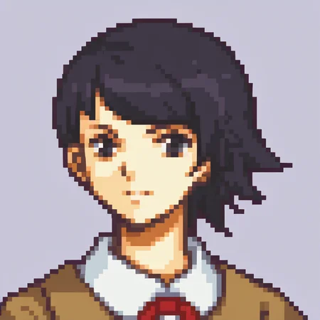 score_9, score_8_up, score_7_up, source_anime BREAK 1girl, solo,
<lora:zs_FEGBAPortraitsXL:1> fegbaportraits, portrait, white background,
 <lora:zs_YokoXL:1> yokosmtvv, short hair, black hair, swept bangs, brown uniform, red neck ribbon,