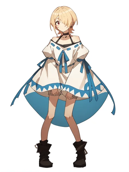 score_9, score_8_up, score_7_up, rating_safe, score_anime, <lora:Aku_S2_PDXLv0:0.8> aku-s2, main outfit, choker, boots, white background