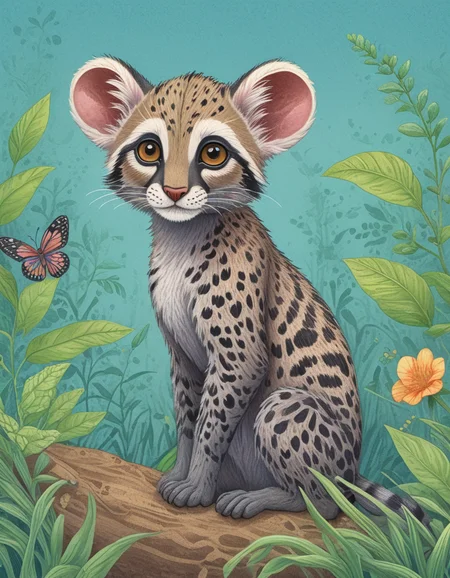 banded linsang, style of children's book illustration <lora:novuschroma01 style_2:1> novuschroma01