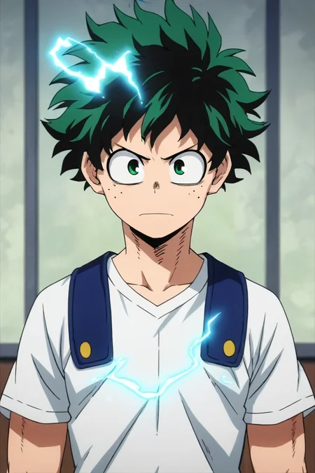 score_9, score_8_up, score_7_up, score_6_up, score_5_up, score_4_up, BREAK source_anime, anime screencap, , official style, looking at viewer, upper body, depth of field, 1boy, solo, male focus, <lora:izuku_midoriya_pony:0.92>, izuku_midoriya, green hair, green eyes, short hair, , electricity, , hotel room, , <lora:sdxl_lightning_8step_lora:1>