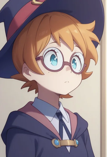score_9, score_8_up, source_anime, highly detailed, 1girl, solo
lotte, 1girl, solo, hat, blue eyes, witch hat, luna nova school uniform, glasses, short hair, witch, orange hair, freckles, upper body, standing,