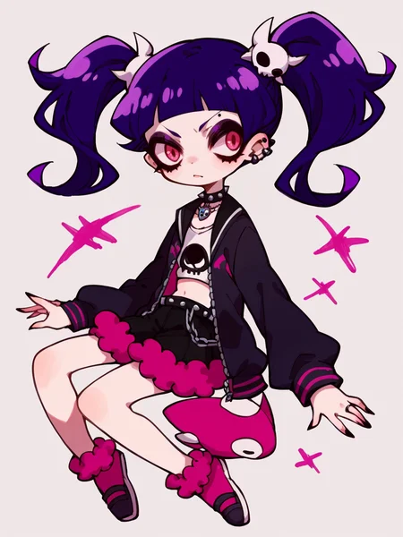<lora:s4kur4sXLP:0.9> s4kur4s, solo, 1girl, score_9, score_8_up, score_7_up, score_6_up, goth, twintails,