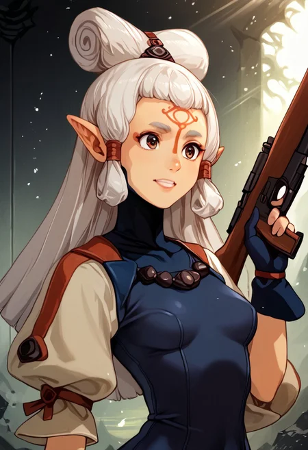 score_9, score_8_up, score_7_up, score_6_up, score_5_up, score_4_up, source_anime, , (best quality) , (highly detailed) , (best quality) , (highly detailed) ,((masterpiece)), ((best quality)), (ultra-detailed), ((extremely detailed)), (high resolution), 4K, (8K), best quality, (beautiful), (dynamic lighting), (super detailed skin), sharp focus, (1_girl, solo focus), masterpiece ,absurdres ,detailed face ,beautiful face , bowpaya, paya, elf ears, pointy ears, White hair, pointy ears, brown eyes, forehead mark light rays, (light particles), hiroya_oku_gantz_style, 1girl, solo, weapon,beret, ,holding spear , skin tight, black bodysuit, shotgun, gloves, boots, (portrait, upper body), OverallDetail,
,(((feminine bodies))),(((perfect anatomy))), (((correct arms))), (((correct hands)))