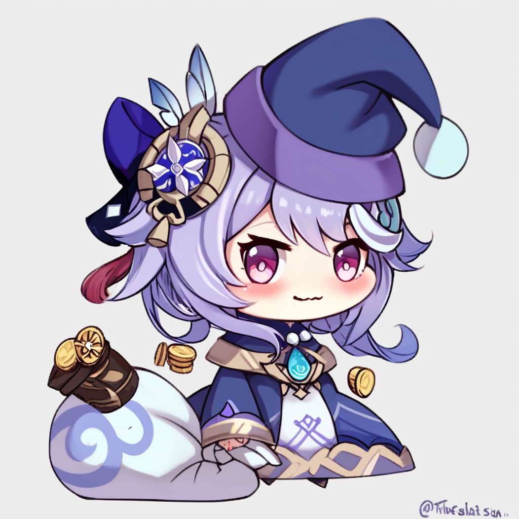 score_9, score_8_up, score_8,  ,,, zzPadoru, qiqi_(genshin_impact) , 1girl, blush, simple background, hair ornament, long sleeves, white background, dress, holding, closed mouth, standing, purple eyes, full body, purple hair, twitter username, blue dress, wavy mouth, blue headwear, holding sack, coin hair ornament,   ,<lora:PadoruMemePDXL:1.0>,   ,,, smile, looking at viewer,  ,,, embedding:zPDXL,  <lora:SDXLFaeTastic2400:0.5>,