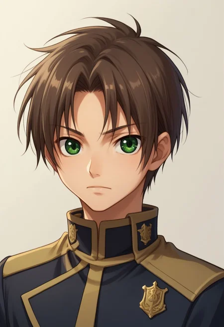 score_9, score_8_up, score_7_up, source_anime, 
teito, 1boy, solo, male focus, green eyes, brown hair, looking at viewer, uniform, school uniform, military uniform, military, upper body, skinny,
indoor,