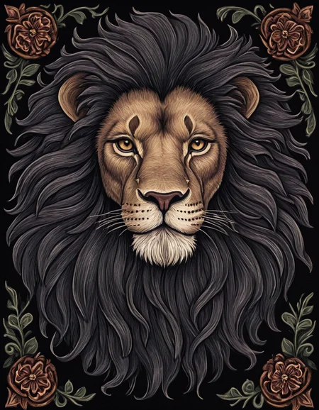 novuschroma81 style lion with mane portrait illustration <lora:novuschroma81 style:1>