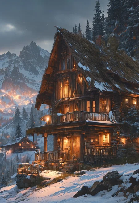 cozy log cabin on snowy mountain peak, cinematic experience., illustration, cinematic
<lora:DonM3t3rn1tyXL-v1.1:0.7>, DonM3t3rn1tyXL,
OverallDetailXL  <lora:MJ52:0.3>  <lora:SDXLFaeTastic2400:0.4>  <lora:EpicF4nta5yXL:0.7>