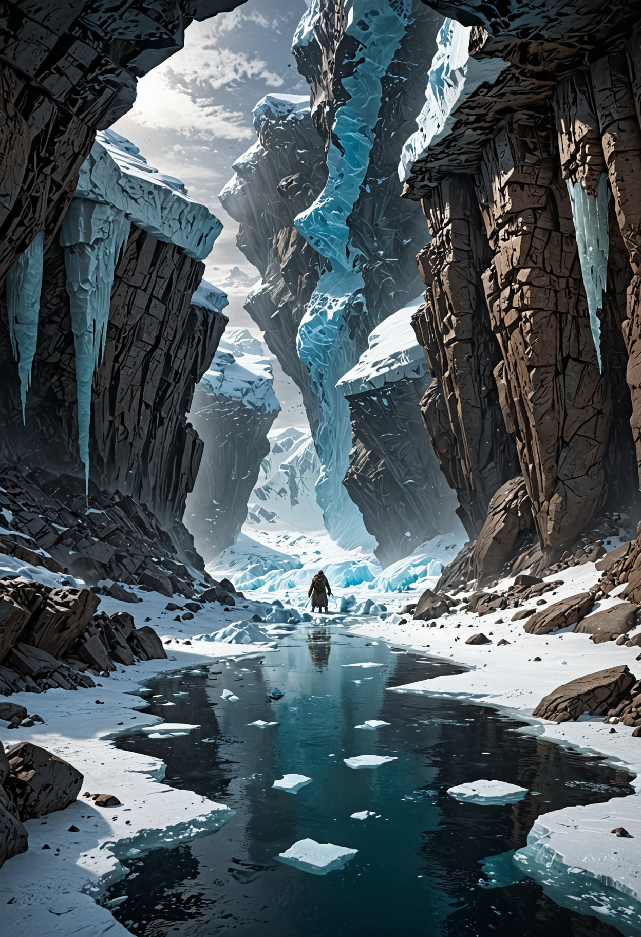 Explore the depths of the frozen continent as you uncover the lost city of Atlantis, hidden beneath the icy surface of Antarctica.   <lora:EpicF4nta5yXL:0.8>