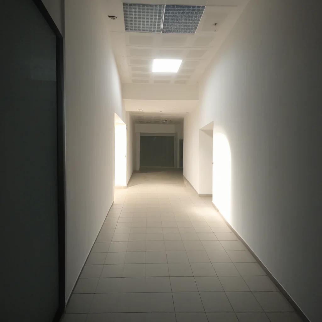 empty mall, photograph, a room with a door with light flowing from it