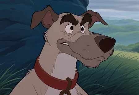 core_9, score_8_up, score_7_up, score_6_up, score_5_up, score_4_up, detailed background, detailed face, 1boy, solo, medium build, old dog, gray color, large, big eyebrows, cartoon, Disney style, dog, furry, 2d animation, Chief, Irish Wolfhound