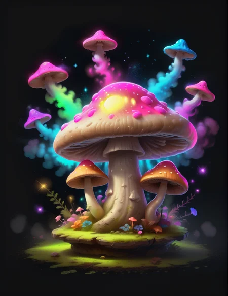 <lora:ChalkDustStyleSDXL:1> a glowing magical mushroom in the style of chalkdust, 8k, releasing neon glowing spores, digital art, high quality, highly detailed