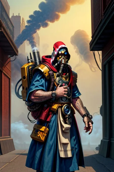 ((masterpiece,best quality)), absurdres, BREAK
mechanical arms, robes, hood, BREAK
((techpriest)), cyborg, mechanical face, mechanical limbs, gas mask, mechanical tentacles, (mechanical backpack), BREAK
1other, solo, holding pistol, firearm, handgun, pistol, gun, BREAK
factory background, smoggy sky, air pollution, smokestacks, BREAK
(1boy, from_side, writing, lofistudy)