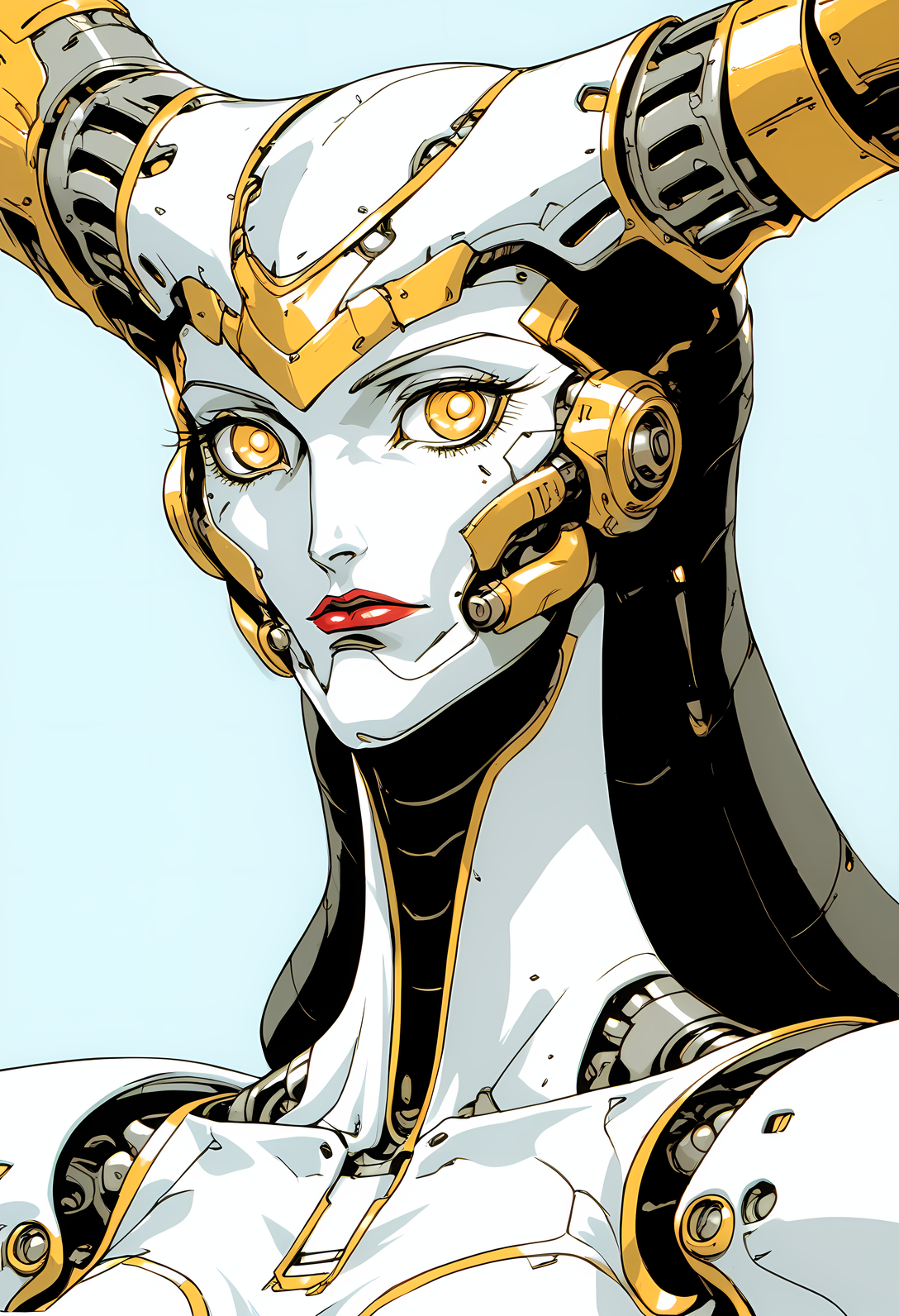 score_9, score_8_up, score_8,  BREAK
1girl, solo, portrait, 
 <lora:Vampire_Hunter_D_Bloodlust_Style:1> v4mpd, retro artstyle <lora:Wild_Mecha_Mix:1> sci-fi, science fiction, robot joints, glowing, horns, mecha, android