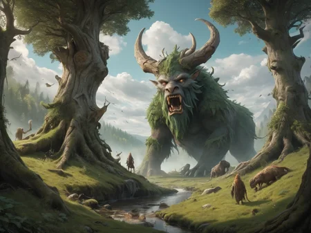 landscape wide angle, perfect perspective, (druidic scenery, druidic beasts and spirits) <lora:LoromXL_Druidic_Naturalism-000003:0.1>