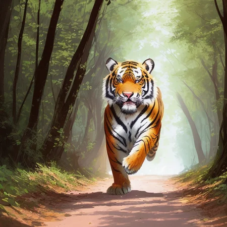 (Gorgeous Digital Artwork:1.3) of (Ultrarealistic:1.3),(Angry:1.3) (nvinkpunk,kuvshinov:1.2),dreamlikeart,samdoesart,modelshoot style, (a tiger running in forest street :1.4), unreal engin 5,octane render,(2D:1.2), limited palette flat color, digital painting, artstation, concept art, smooth, sharp focus,art by ross tran and greg rutkowski and alphonse Mucha and Bak Karol, (digital painting:1.16), soft lighting, nvinkpunk,kuvshinov,(dreamlikeart,samdoesart,modelshoot style, :1.2),CGSociety,ArtStation,(__Hyperrealism:1.3),(__Photorealism:1.3),(Land Art:1.3),(CMYK Colors:0.5),naturalism,land Art,regionalism,shutterstock contest winner,trending on unsplash,featured on Flickr