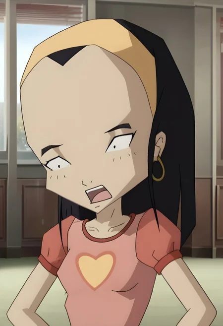 ed_nx cas_outf1t, small breasts, 1girl, solo, black hair, open mouth