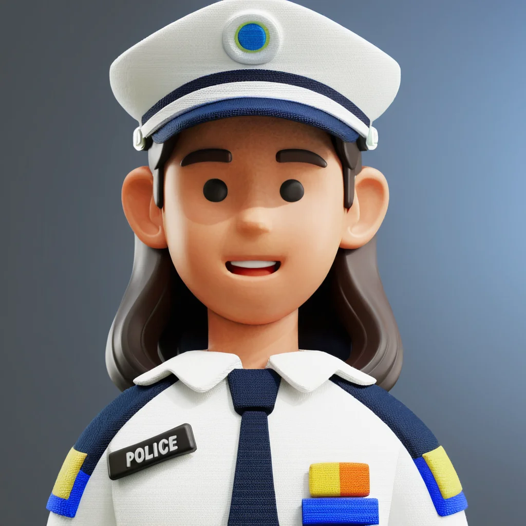 clay style,1girl,solo,long black hair,open mouth,white background,blue eyes,looking at viewer,police suit,smile,brown skin,upper body,3d,<lora:clay style:0.6>,