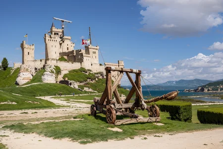 (masterpiece, best quality:1.2), ultra-detailed, catapult in front of castle, (realistic:1.5), <lora:EdobMedievalCatapult_v1.0:0.8>
