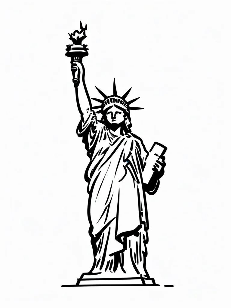 illustration, simple line art, (white background:1.2), doodle, doodle line, hand draw, drawing, b&w, monochrome, <lora:SDXL_BTT_Doodle_v01:1.5>, SDXL_BTT_Doodle_v01, Statue of Liberty