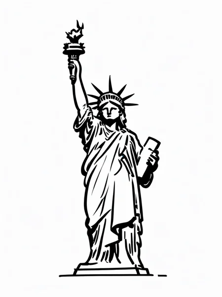 illustration, simple line art, (white background:1.2), doodle, doodle line, hand draw, drawing, b&w, monochrome, <lora:SDXL_BTT_Doodle_v01:1.5>, SDXL_BTT_Doodle_v01, Statue of Liberty
