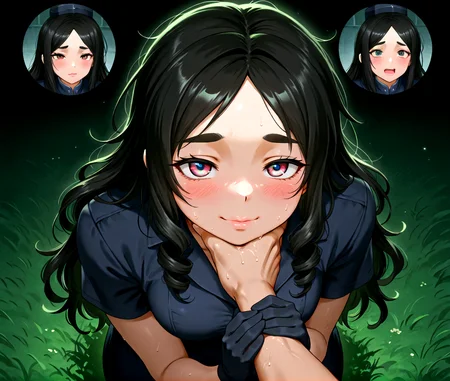 PonyScores7, source_anime, ah1, IllustriousQual, Mdastarou, <lora:natsumi_style:0.5>, <lora:by_usakun-pony:0.4> by usakun, <lora:Akina_Bbw_Style_-_PonyXL:0.2> AkinBw
BREAK (zoom_out:1.8), (Ground level (from back) view medium, focus on waist)
BREAK 1girl, mature female, (round face:1.2), (thick eyebrows:1.3), (curvy), round-chin, caucasian, (plump face), <lora:Round_face:0.2>, <lora:ETO_OCPonyXL:0.3> eto_oc, skindentation, (plump), thick thighs, wide hips, busty, voluptuous, lips, <lora:venus body PonyXL:0.3>, <lora:shinyskin2:0.2> glistening skin
BREAK  (((curly hair), long hair, (black hair:1.4), (parted hair:1.7), messy hair, kinky curls, <lora:hairdetailpxl:0.2> hairdetailpxl))
BREAK ((half green and brown eyes), (colorful eyes), (multicolored eyes), (downturned eyes:1.4), <lora:expressive eyes:0.2> expressive eyes, <lora:eyedetailpxl:0.2> eyedetailpxl, <lora:Eyes_High_Definition:0.2> EyesHD)
BREAK (("xd",  <lora:Expressive_H:0.2> Expressiveh, <lora:Emotional_Anime_Expressions_PonyXL_Concept:0.2> emotional, <lora:Best_Facial_Expression_LoRA_PONY:0.2>, looking at viewer, <lora:Detailed expressive EXEV style -XL Pony V1.0:0.2> FaceDetail))
BREAK ((wielding hasta with steel tip))
BREAK deep magenta Retro-inspired uniform with a fitted dress, pillbox hat, and gloves
BREAK (((A divine entity's ethereal fingers brush against the mortal's skin, leaving a trail of shimmering silver sparks that dance across his arm, The man's eyes widen as he feels the gentle caress, his skin tingling with a mix of wonder and trepidation)))
BREAK <lora:xl_more_art-full_v1:0.2>, <lora:aesthetic_anime_v1s:0.2>, <lora:EpicF4nta5yXL:0.2>, <lora:detailxl:0.2> detailxl, <lora:Fant5yP0ny:0.2>, best quality, amazing quality, best aesthetic, absurdres, illustration, Volumetric_Lighting, ultra-detailed, very aesthetic, intricate details, 8k, masterpiece, best_quality
BREAK Stable_Yogis_PDXL_Positives, AS-Adult, <lora:Complicated fantasy portrait - XL Pony V2.0:0.2>, bad-hands-5, <lora:HDA_Detailer:0.3>, HDA_FatGirlXL