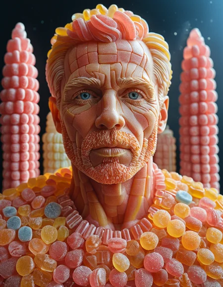 cinematic still 1man made from candy, portrait . emotional, harmonious, vignette, 4k epic detailed, shot on kodak, 35mm photo, sharp focus, high budget, cinemascope, moody, epic, gorgeous, film grain, grainy, 1man made from candy, portrait, highly detailed, full color, elegant, lush, dynamic, dramatic, cinematic, fine composition, glowing, sharp focus, fair quality, intricate, very inspirational, innocent, strong, artistic, winning, light, iconic, rich colors, inspired, still, classic, fantastic, epic, clear, crisp, extremely detail, nice, amazing