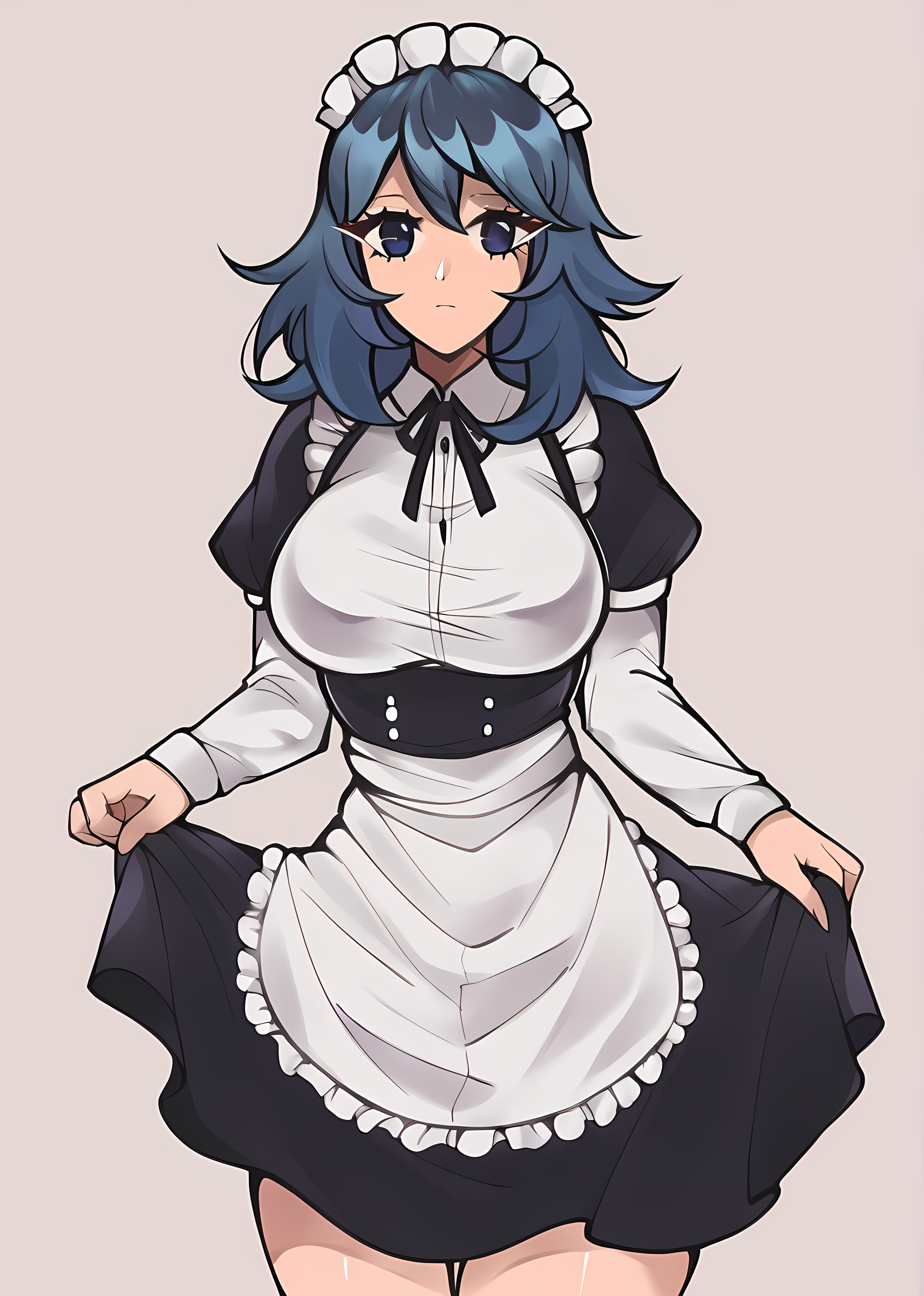 score_9, score_8_up, score_7_up, score_6_up, score_5_up, score_4_up, BREAK source_anime,
1girl, byleth (fire emblem) (female), maid, solo, maid headdress, blue hair, blue eyes, breasts, simple background, white background, large breasts, closed mouth, long sleeves, enmaided, apron, medium hair, long hair, dress, looking at viewer
<lora:purrlucii_style_v2:1>