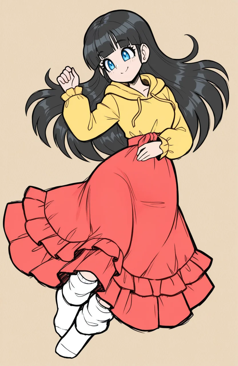 1girl, solo, traditional media, sketch, hatching \(texture\),
<lora:Aili-DQX:0.6> aili \(dqx\), blue eyes, black hair, blunt bangs, long hair, yellow hooded sweater, thumb hole sleeves, long sleeves, red dress, layered dress, red loose socks, no shoes, lying, relaxed and open, soft eyes, smile, tender sentiment,
<lora:JamoART_v4:1> jamoart, extremely detailed, highres, masterpiece, best quality