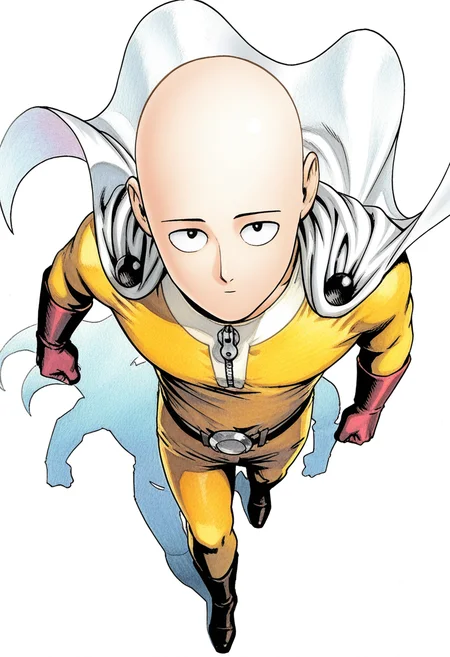 traditional media, male, solo, alone, 1boy, male focus, (bald, yellow bodysuit, zipper, black belt, red gloves, cape,), (, walking, from above, (side angle:1.2), looking up at viewer, ),
BREAK
(solid white background, ), sa1tama, parody, , DR, 8K, beautiful, high contrast, masterpiece, best quality, amazing quality, very aesthetic, absurdres, newest, depth of field, ray tracing, dynamic angle,