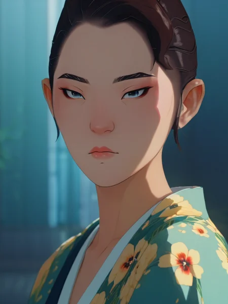 A stunning intricate full color portrait of Mizu,wearing a floral dress, epic character composition,by ilya kuvshinov, alessio albi, nina masic,sharp focus, natural lighting, subsurface scattering, f2, 35mm, film grain <lora:BlueEyeSamurai:1>