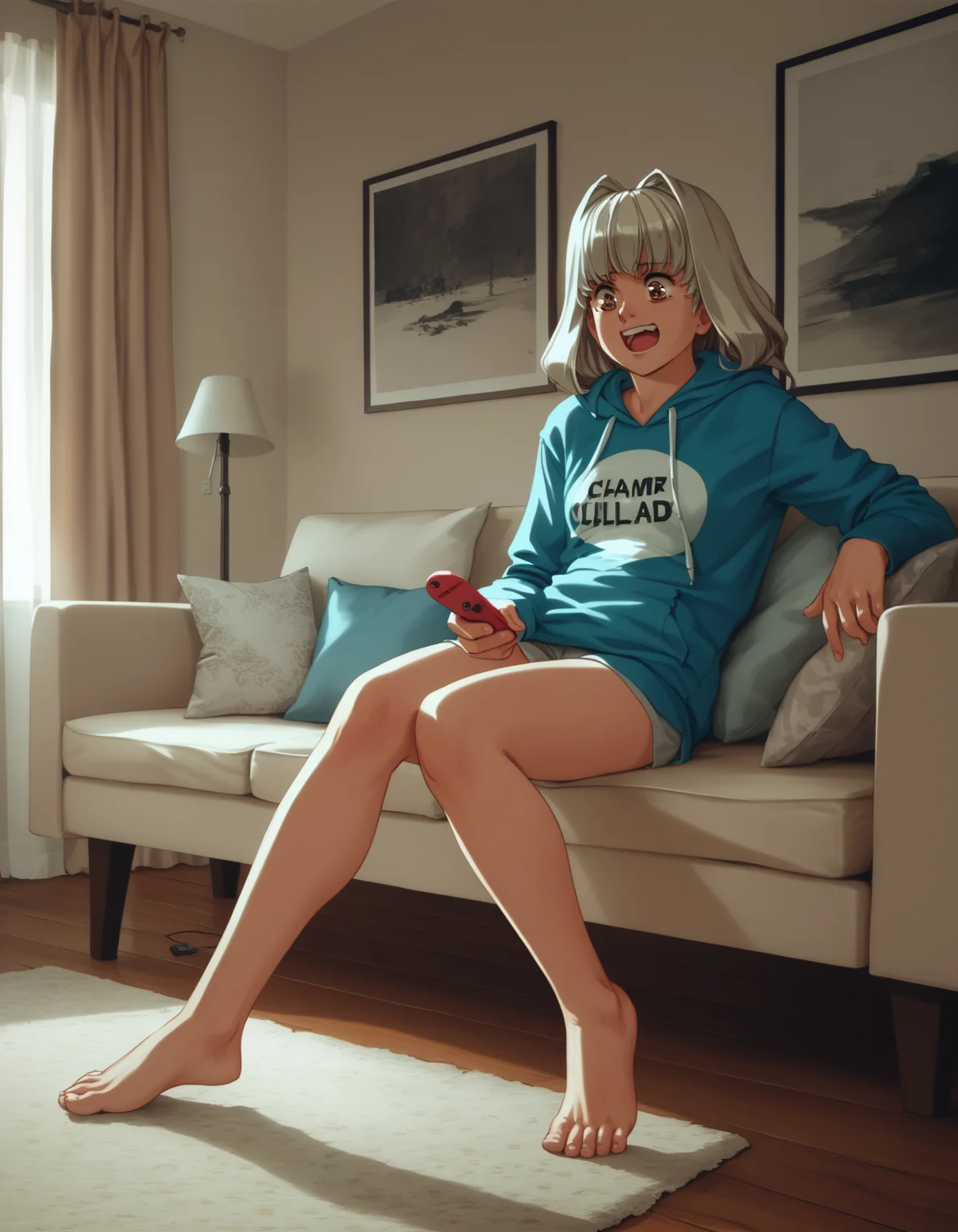 score_9, score_8_up, score_7_up
<lora:charlone-growlanser-ponyxl-000020:1> charlone claudius, hoodie,
1girl, solo, messy room, living room, sofa, sitting, remote control, excited
