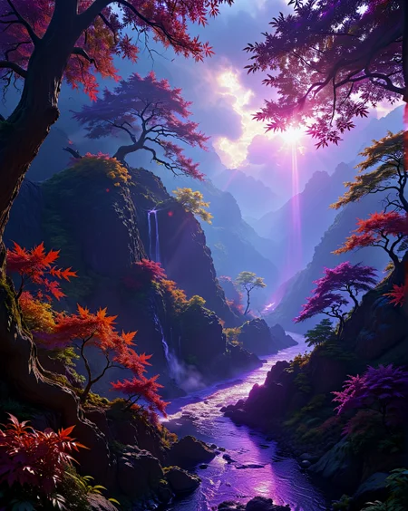 Japanese maple gorge where autumn fires cascade down volcanic slopes during Monsoon break: Crepuscular rays piercing purple anvils in godbeam arrays,
<lora:extremely_detailed:0.15> extremely detailed,
<lora:Flux-XL_Scenery:0.7> flux-scenery,
<lora:add-detail-xl:0.45>,
<lora:DetailMaximizer:0.1>,
<lora:MidjourneyV6.1:0.35> midjourneyv6.1,
<lora:Dream Scenery XL:0.45> Dream Scenery,
detailxl